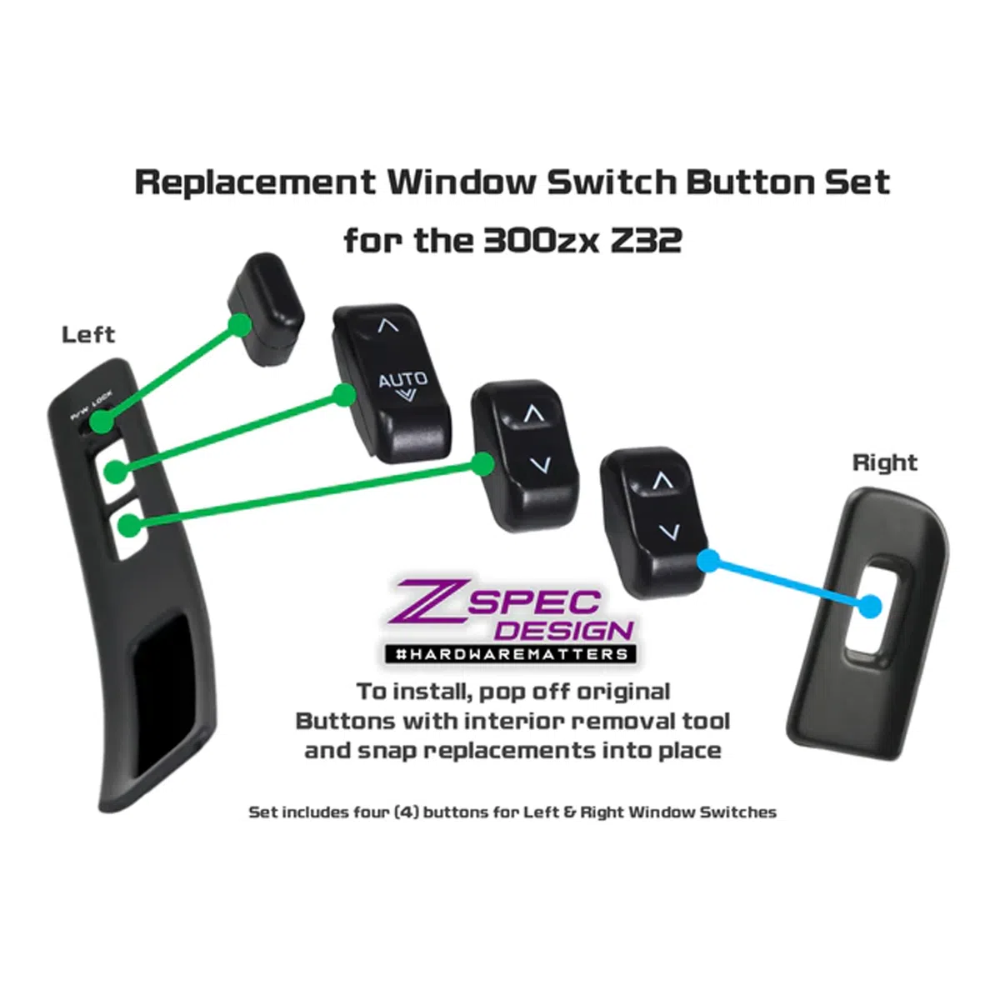 Nissan 300ZX - Replacement Window Control Switch Button Set - New OER - Fairlady Z32