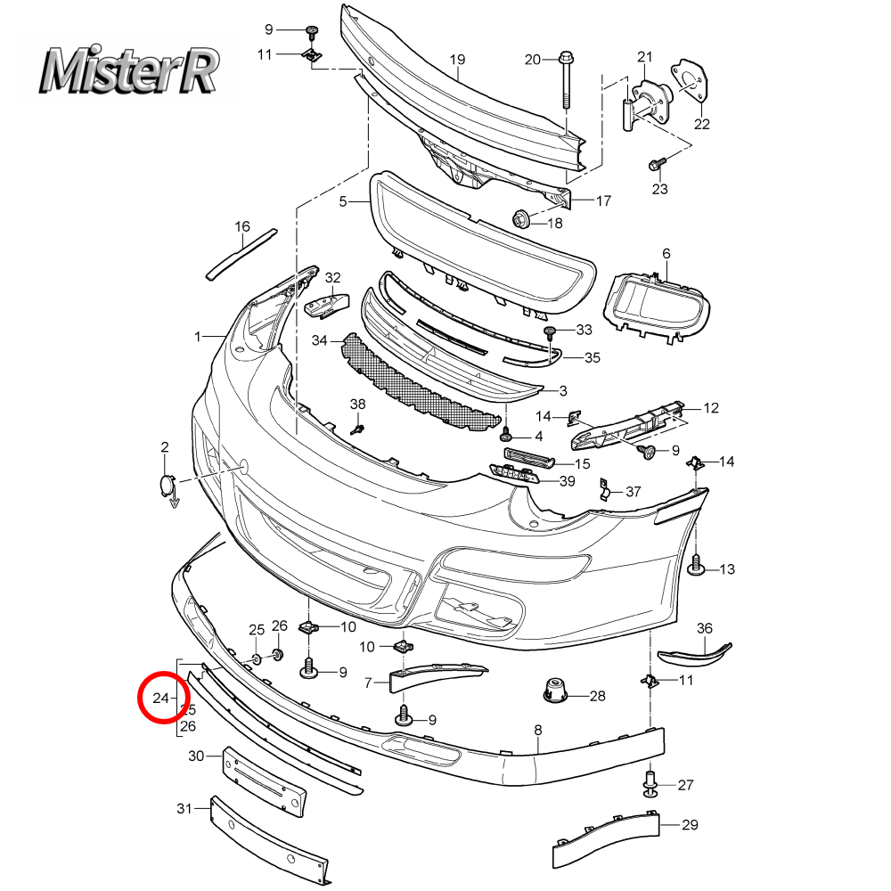 Porsche 911 997 GT3 RS Front Spoiler Extension - Genuine OE - #9975055579301C