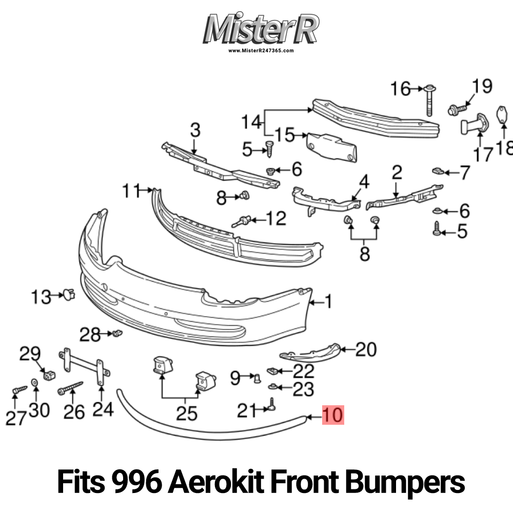 Porsche 911 996 - Carrera Aerokit Front Lip Spoiler - #99650598694 (#99650598600)