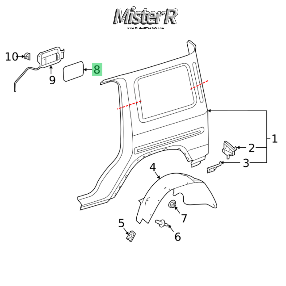 Mercedes-Benz - G550/G63 - Outer Fuel Filler Door - OE W463 AMG - #4637500200