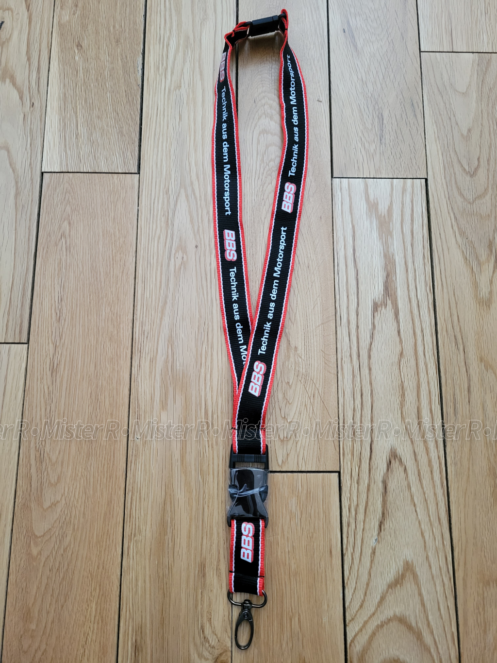 BBS Motorsport Logo Lanyard Keychain - Black-Red/White - Genuine BBS Wheels USA