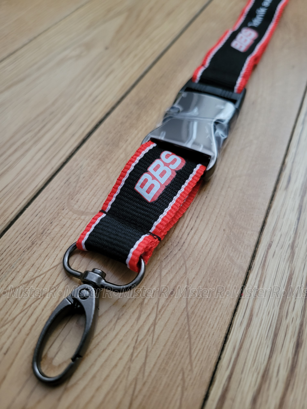 BBS Motorsport Logo Lanyard Keychain - Black-Red/White - Genuine BBS Wheels USA