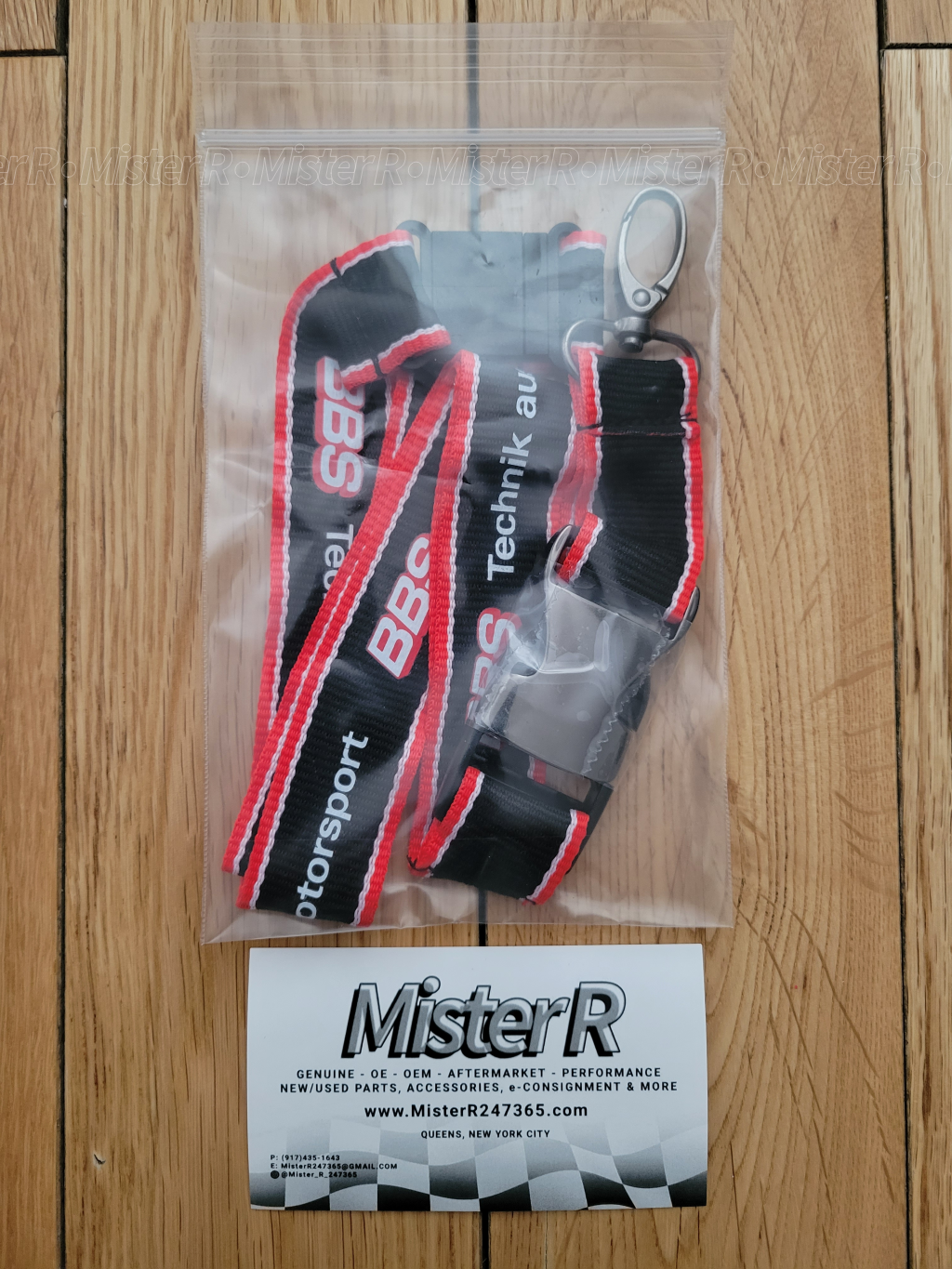 BBS Motorsport Logo Lanyard Keychain - Black-Red/White - Genuine BBS Wheels USA