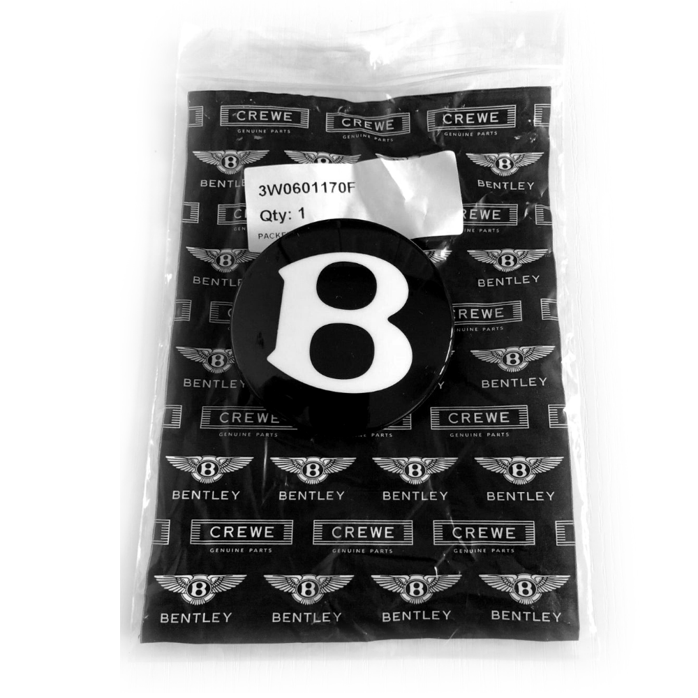 Bentley - Black "B Logo" Center Cap - Continental/Mulsanne - New OE - #3W0601170F