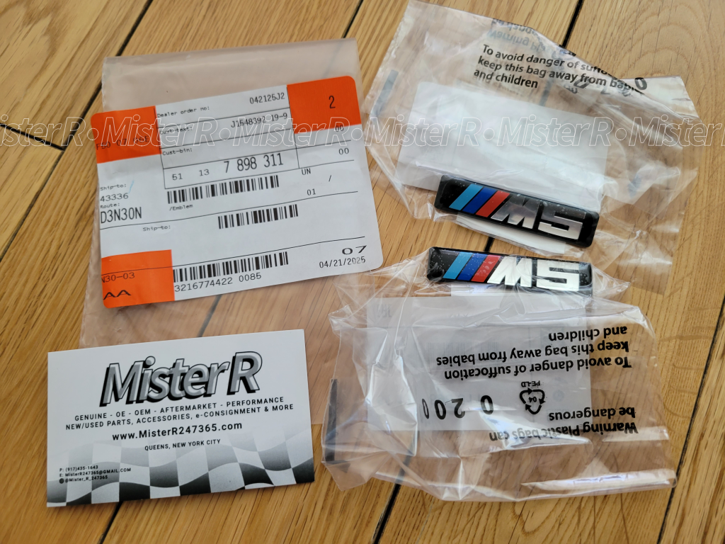BMW - E60 M5 Fender Grille Emblems - Set of 2 - Left/Right Genuine OE #51137898311