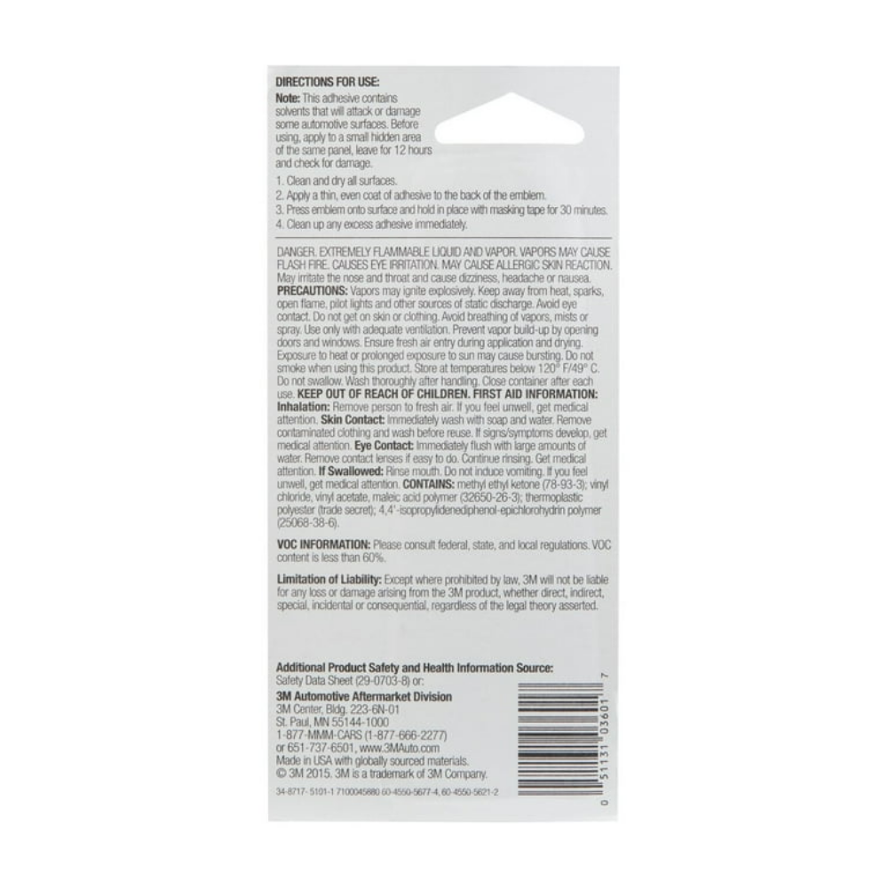3M - Plastic Emblem and Trim Adhesive - 1 oz Tube - #03601