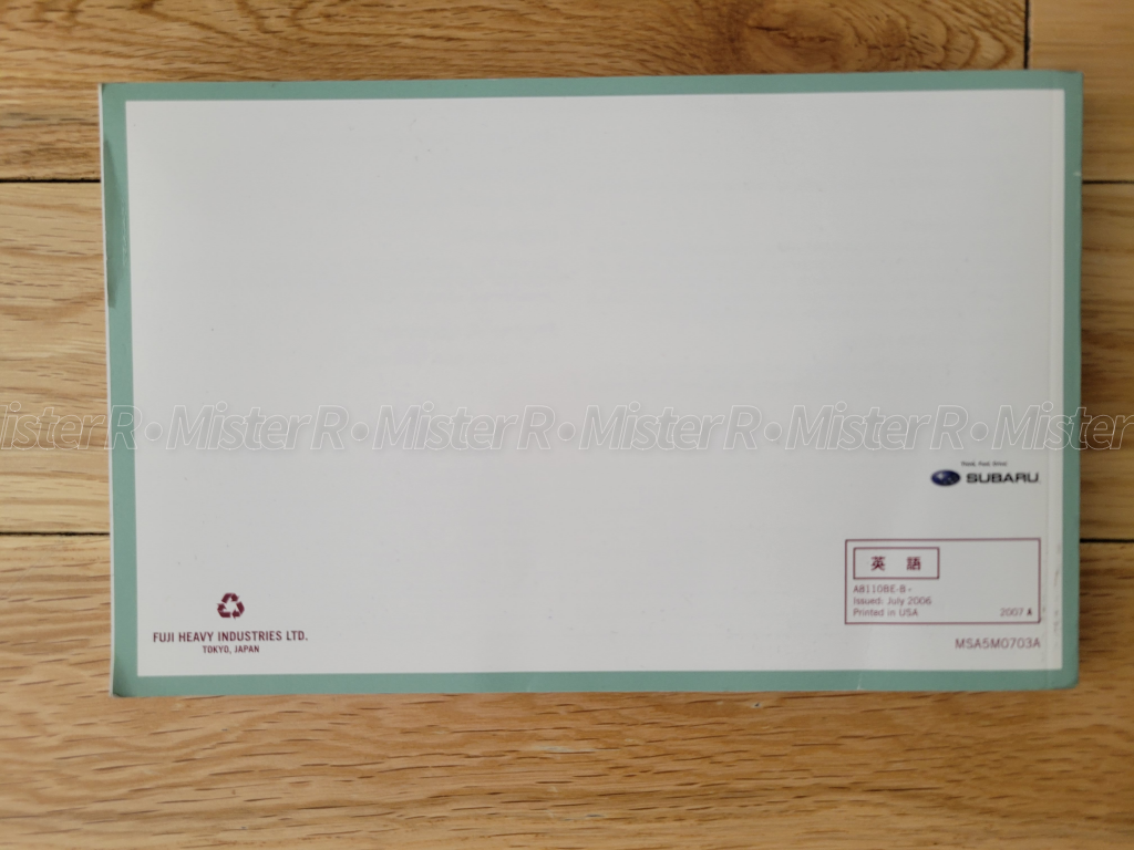 2007 Subaru Forester - Owner's Manual w/ Case & Extras - Original Equipment - #MSA5M0703A