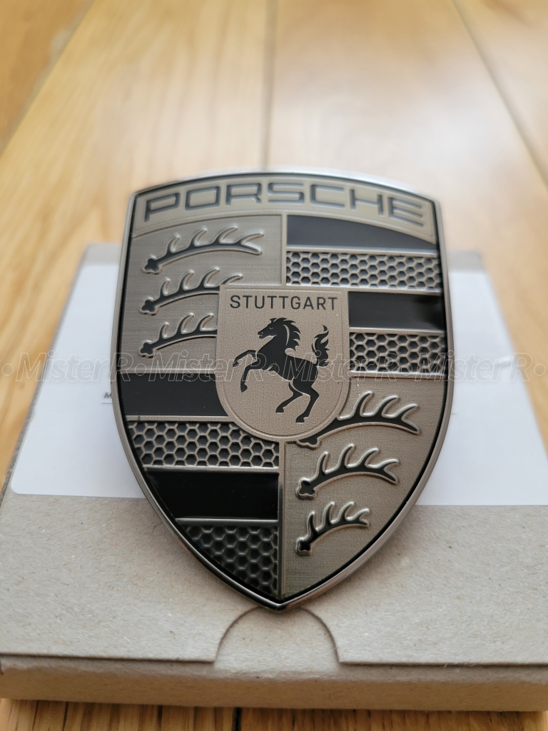 Porsche - Turbonite Hood Crest Emblem - Silver/Black - Genuine OE - #95C853601A