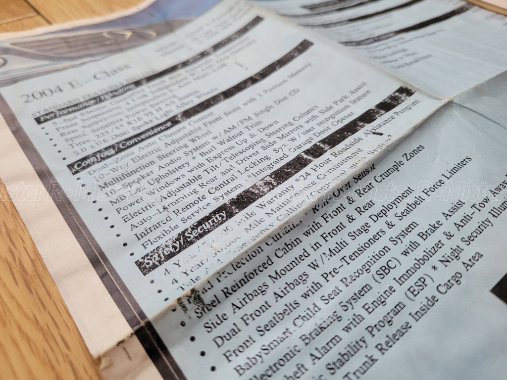 2004 Mercedes-Benz E320W - Original Dealership Window Sticker - W211 Brilliant Silver