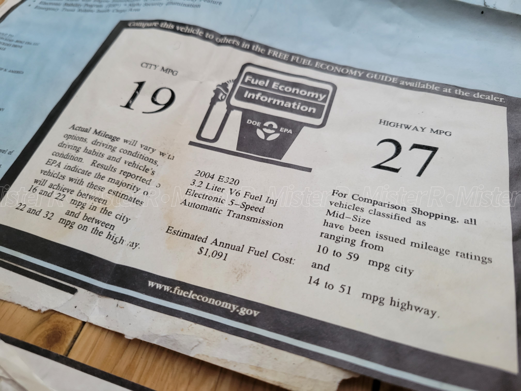 2004 Mercedes-Benz E320W - Original Dealership Window Sticker - W211 Brilliant Silver