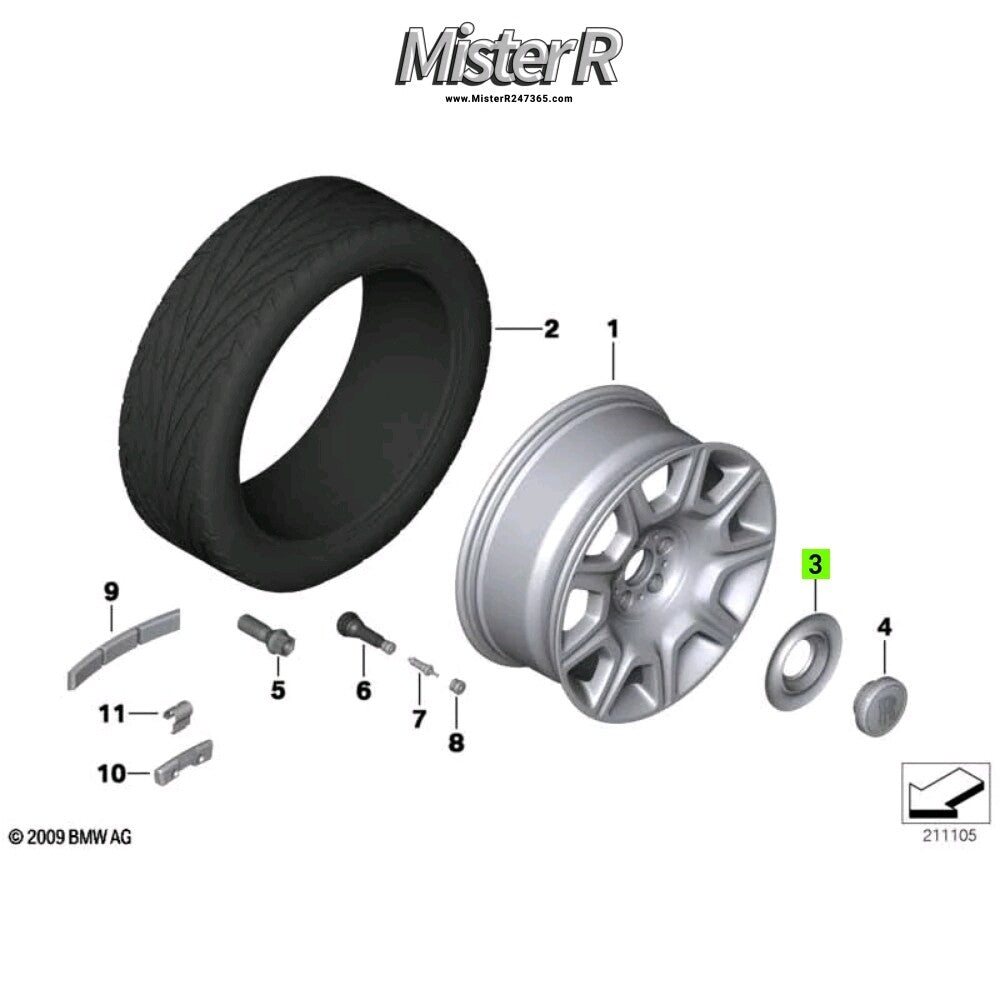 Rolls-Royce • Primed Hub Cap • RR4 Ghost Series 1 • New OE • #361367734544