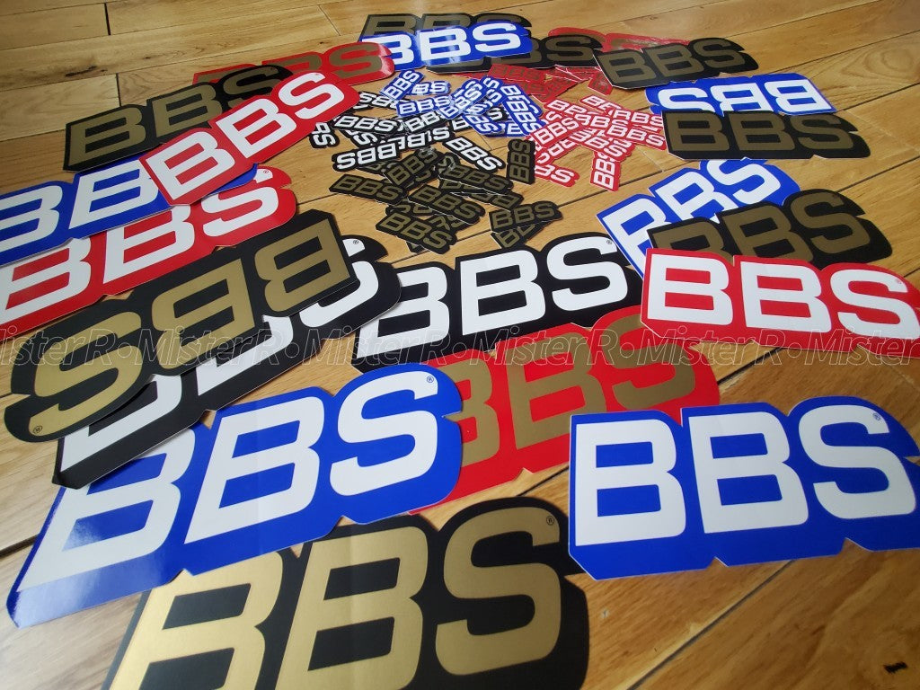 BBS Wheels • White/Red Logo Decals • Original Classic • Set of 2 Vinyl Stickers9