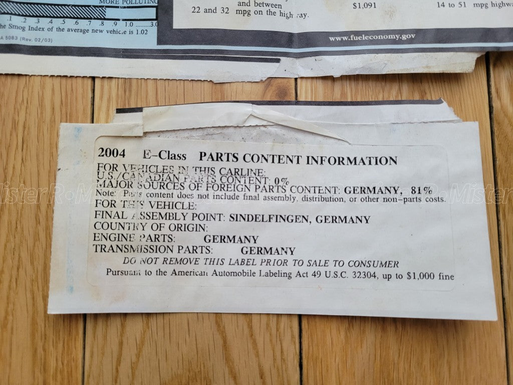 2004 Mercedes-Benz E320W • Original Dealership Window Sticker • Silver W211 4