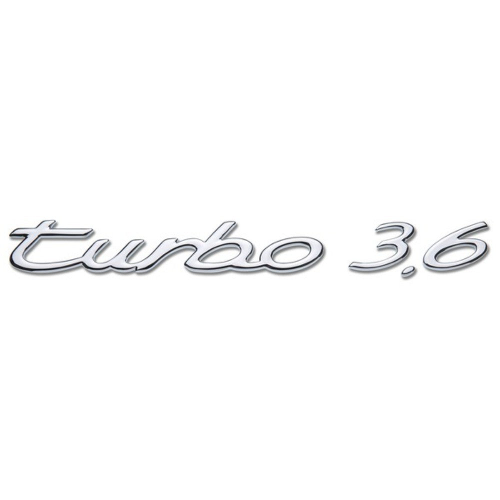Porsche 911 964 • Turbo 3.6 Rear Script Emblem • Chrome Silver • #965559221003