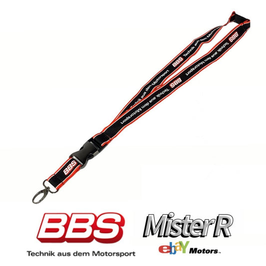 BBS Motorsport Logo Lanyard Keychain • Black-Red/White • Genuine BBS Wheels USA0
