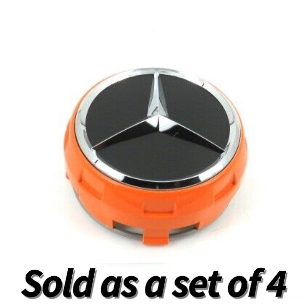 Mercedes-Benz • Orange AMG Wheel Center Cap Set • W205 W213 • #A000400090022321