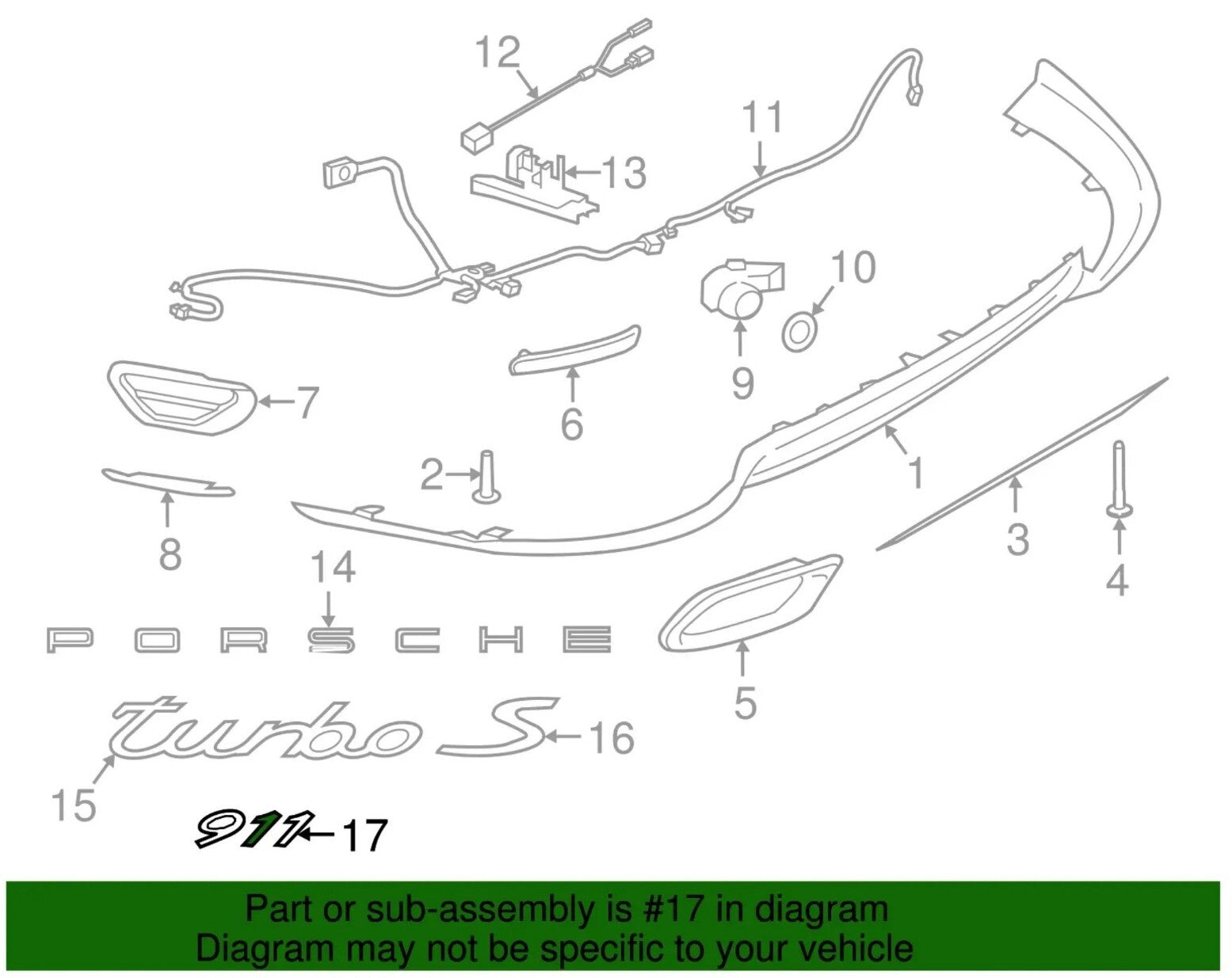Porsche 991 • 911 Numeral Rear Emblem • Chrome Silver • New OE • #991559231022