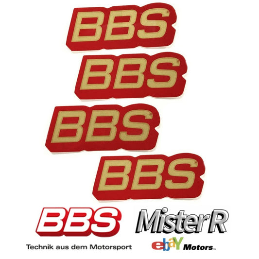 BBS Wheels • Gold/Red Lip Decals • 50th Anniversary • Set of 4 Vinyl Stickers0