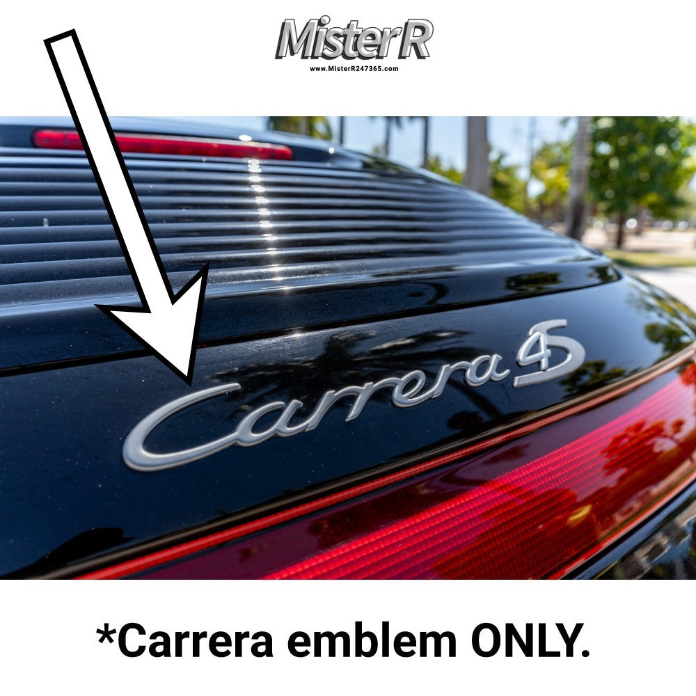 Porsche 911 996 • Carrera Rear Script Emblem • Satin Aluminum • #996559237104PU1