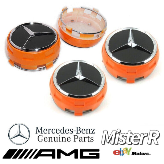 Mercedes-Benz • Orange AMG Wheel Center Cap Set • W205 W213 • #A000400090022320