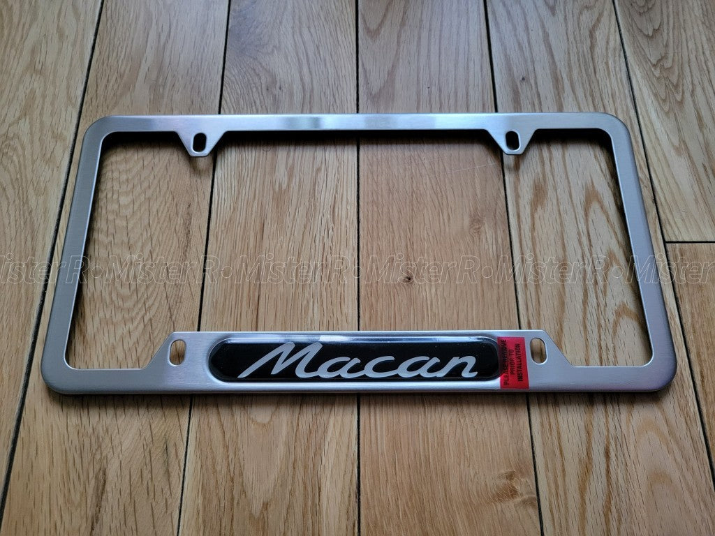 Porsche Macan • Brushed Silver License Plate Frame • Genuine OE • #PNA704006002