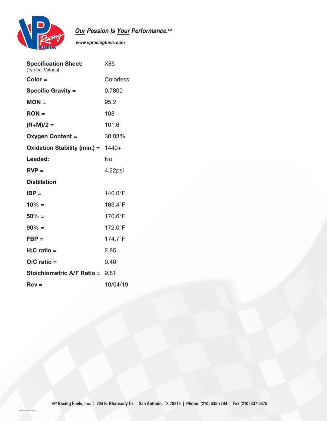 VP Racing X85 • Unleaded E85 Ethanol Race Fuel • 5 Gallon Gas Can/Pail ️  2