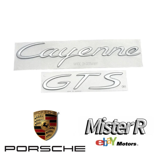 Porsche 955 • Cayenne GTS Emblem Set • Satin Aluminum • 9PA • #955559040004W90