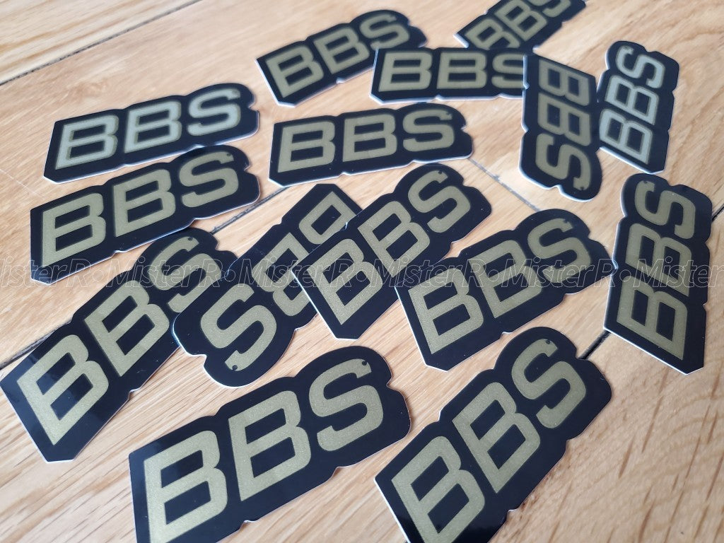 BBS Wheels • Gold/Black Lip Decals • 50th Anniversary • Set of 4 Vinyl Stickers3