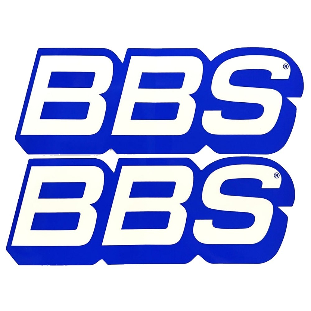 BBS Wheels • White/Blue Logo Decals • Original • Set of 2 Vinyl Stickers6