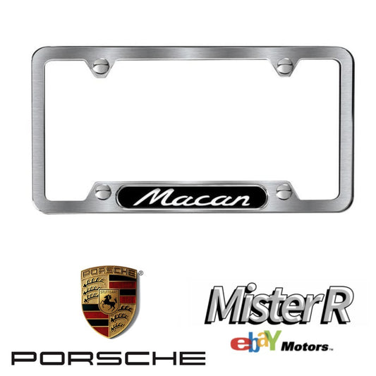 Porsche Macan • Brushed Silver License Plate Frame • Genuine OE • #PNA704006000