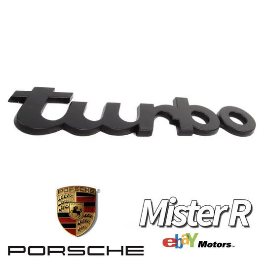Porsche 911 • Turbo Script Emblem • Black • 930 964 Genuine OE • #9305593170270C0