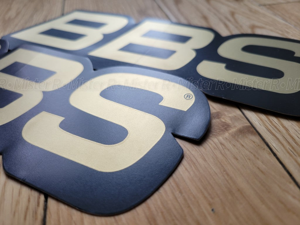 BBS Wheels • Gold/Black Logo Decals • 50th Anniversary • Set of 2 Vinyl Stickers5