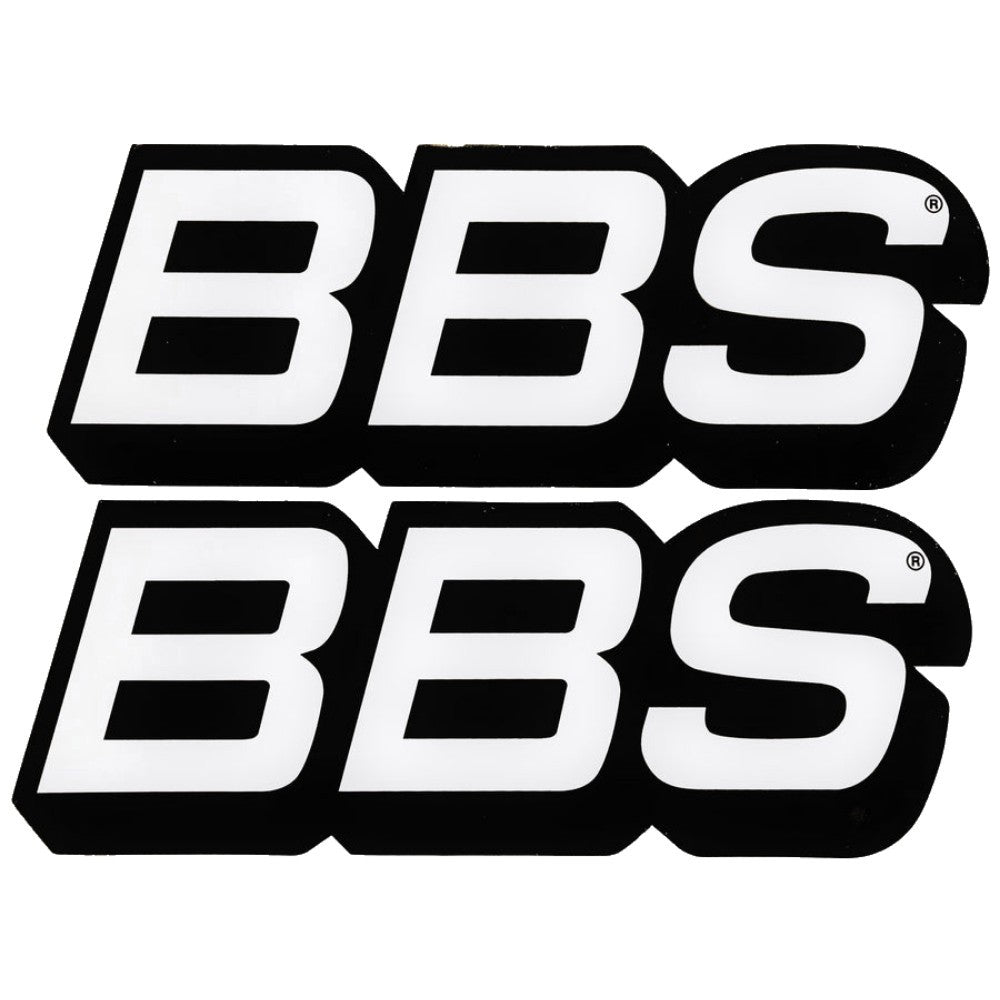 BBS Wheels • White/Black Logo Decals • Original • Set of 2 Vinyl Stickers6