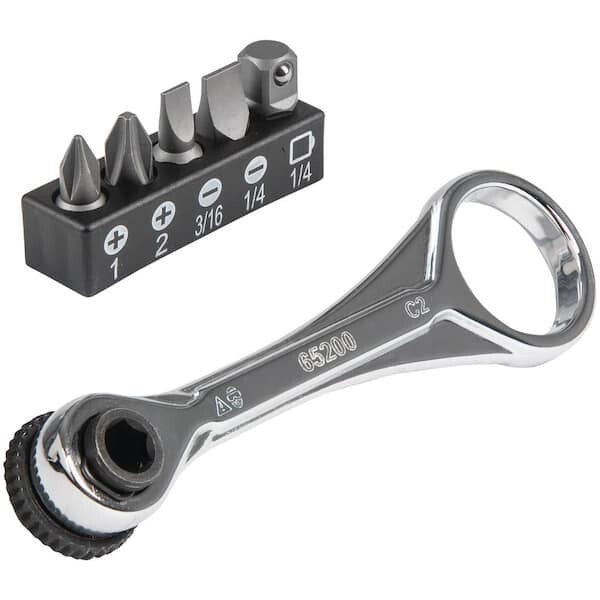 Klein Tools • Electrician's Mini Ratchet Set • #65200 • 1/4 Inch Drive w/ 5 Bits3