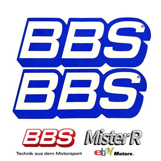 BBS Wheels • White/Blue Logo Decals • Original • Set of 2 Vinyl Stickers0