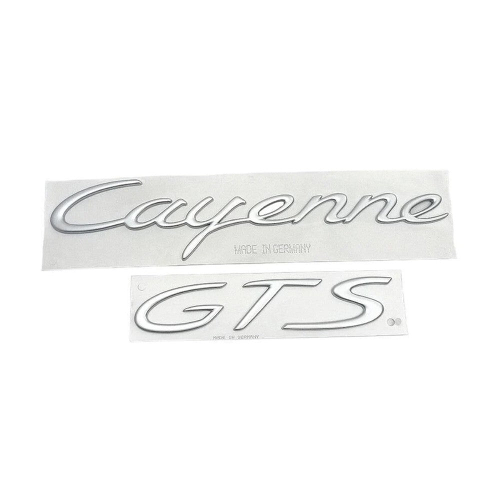 Porsche 955 • Cayenne GTS Emblem Set • Satin Aluminum • 9PA • #955559040004W91