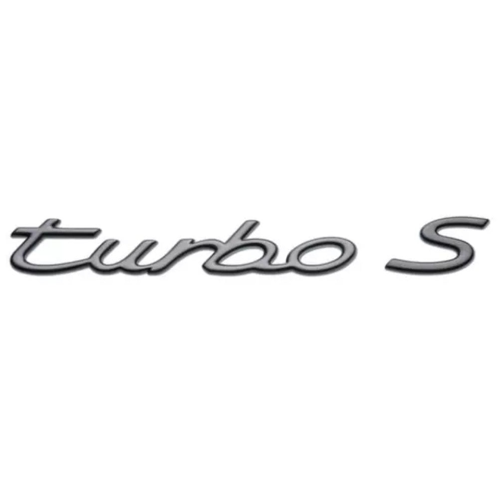 Porsche 993 • Turbo S Script Emblem • Titanium • Genuine OE • #993559982001