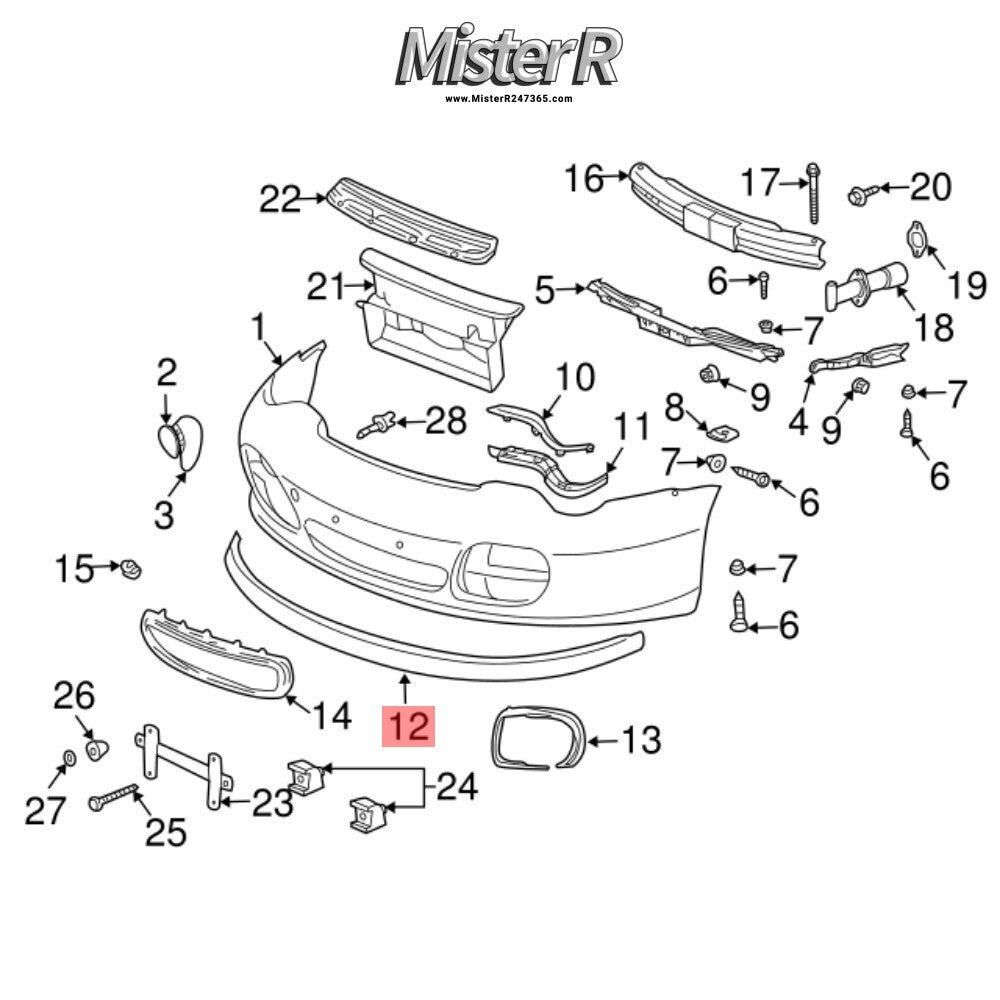 Porsche 911 996 GT2 • Front Bumper Lip Spoiler • Genuine OE • #9965055553001C1