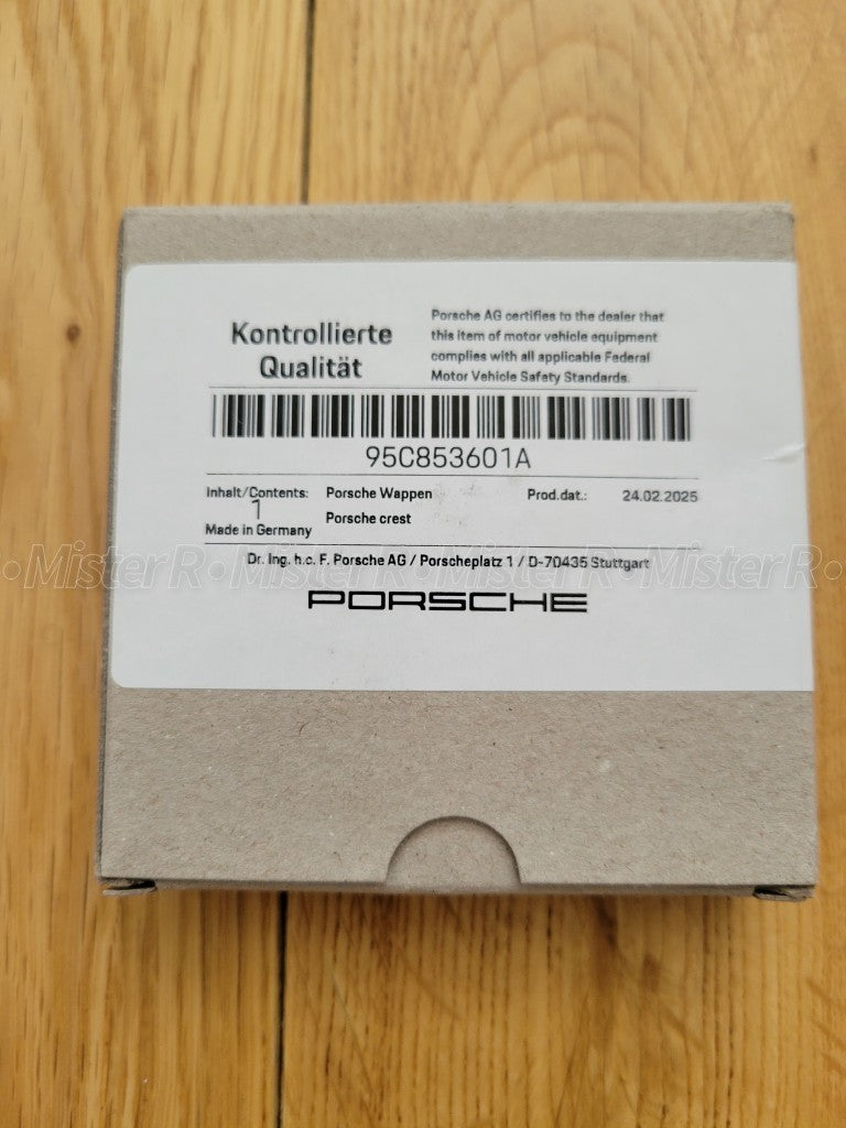 Porsche • Turbonite Hood Crest Emblem • Silver/Black • Genuine OE • #95C853601A7
