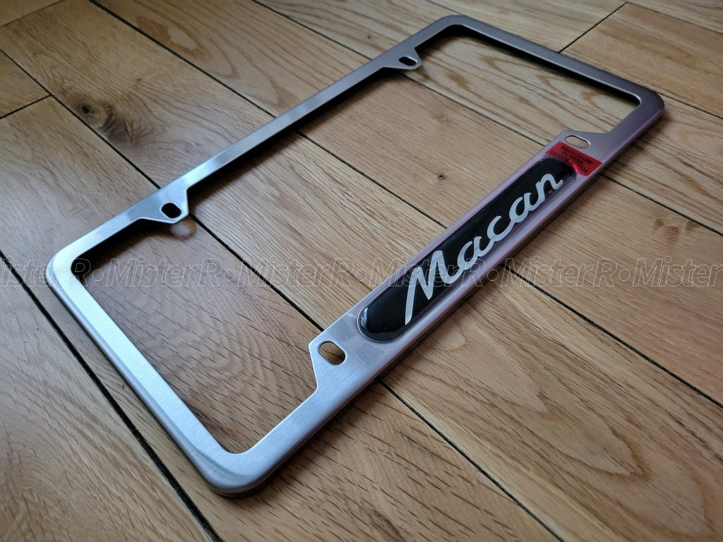 Porsche Macan • Brushed Silver License Plate Frame • Genuine OE • #PNA704006003