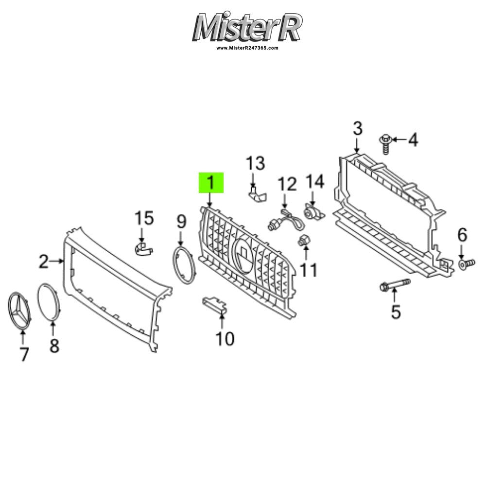 Mercedes-Benz W463 G-Wagon • Front Grille • Radiator Cover • G63 AMG #46388853001