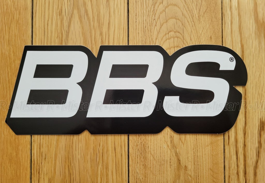 BBS Wheels • White/Black Logo Decals • Original • Set of 2 Vinyl Stickers2
