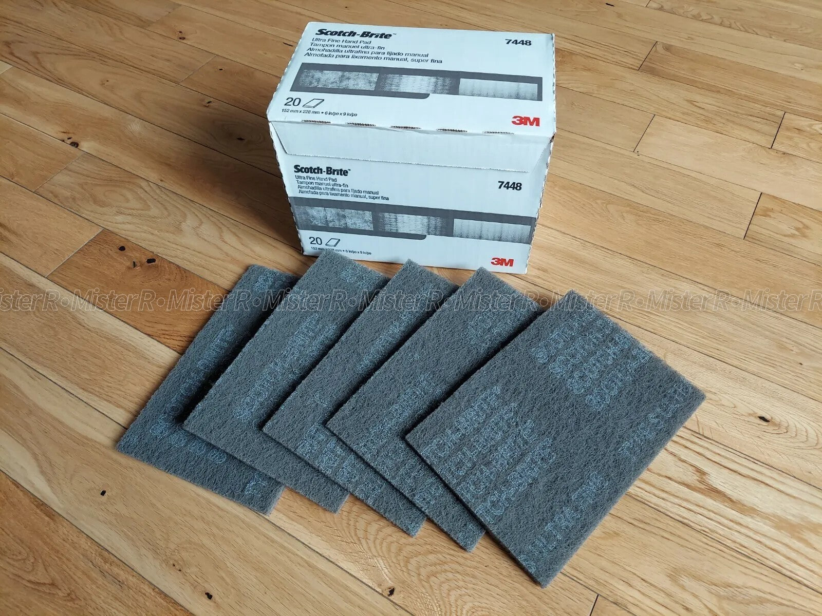 3M Scotch-Brite #7448 • Ultra Fine • Hand Sanding Scuffing Auto Grey - (5 Pads)6
