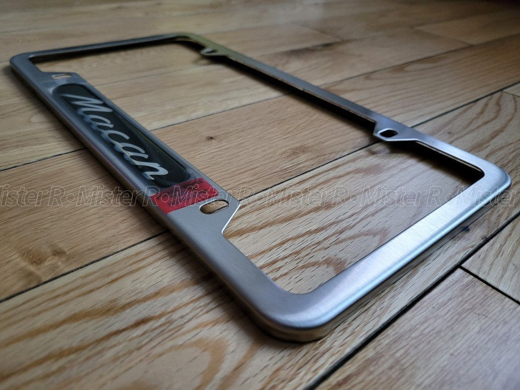 Porsche Macan • Brushed Silver License Plate Frame • Genuine OE • #PNA704006004