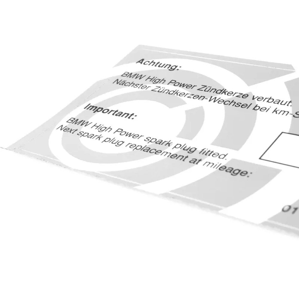 BMW Spark Plug Service Reminder Decal • OE Stickers/Label • #01399791390 ×17