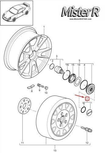Porsche • 997 RS Center Cap • Center Lock Wheel • 911 GT2 GT3 • #99736120791 ×17