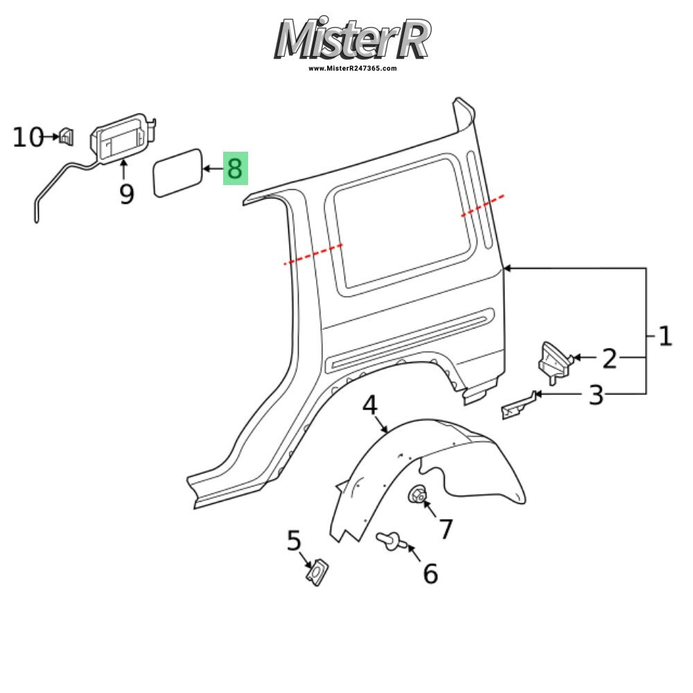 Mercedes-Benz W463 G-Wagon • Outer Fuel Filler Door • G550/G63 AMG • #46375002001