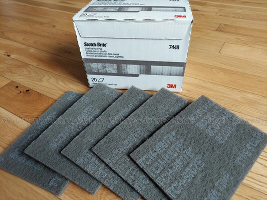 3M Scotch-Brite #7448 • Ultra Fine • Hand Sanding Scuffing Auto Grey - (5 Pads)0