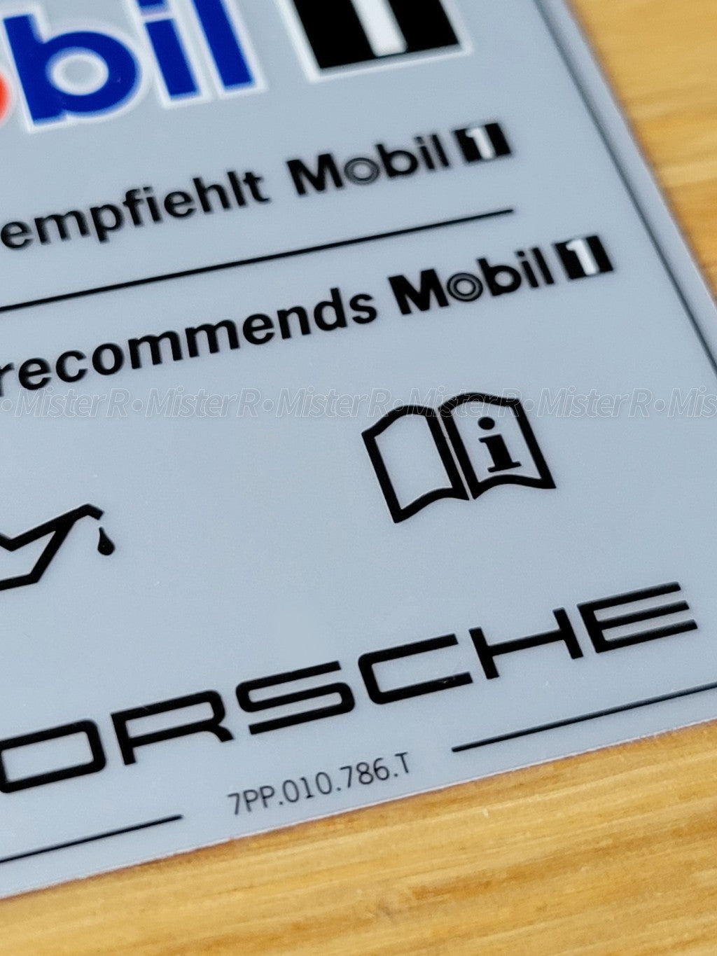 Porsche • Engine Oil Specification Decal/Label • Mobil 1 Sticker • #7PP010786T2