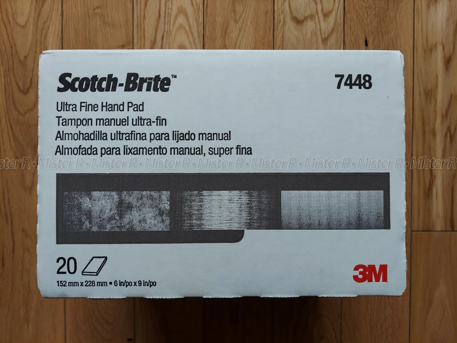 3M Scotch-Brite #7448 • Ultra Fine • Hand Sanding Scuffing Auto Grey - (5 Pads)2